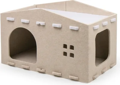Produktbild von Katzenbett, großes Katzenhöhlennest, Haustierhaus, Filz, Katzenspielplatz, Ruheraum, Haustier-Eigentumswohnung, Versteckwürfel, 2-in-1-Kratzbrett, Katzenbett für Hauskatzen