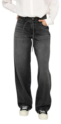 Image de Jeans pour femmes ONLGIANNA MW STRAIGHT DNM DOT980 NOOS, couleur noire : Taille - W27 L32. Taille : W27 L32