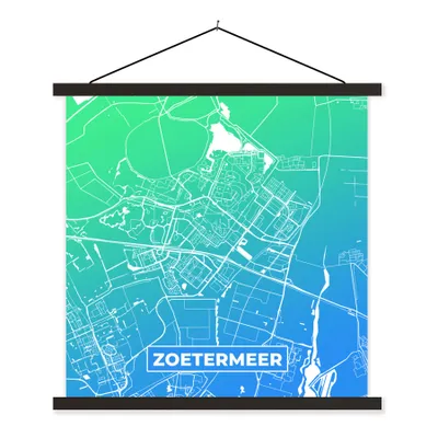 Obrázek produktu pro MuchoWow® Textilní plakát - Mapa města - Zoetermeer - Nizozemsko - Modrá - 90x90cm - S černými lamelami