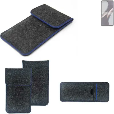 Produktbild von K-S-Trade Handy-Hülle Schutz-Hülle kompatibel mit BLU J10L Filztasche Pouch Tasche Case Sleeve Filzhülle dunkelgrau, blauer Rand