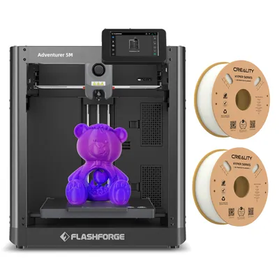 Produktbild von Flashforge Adventurer 5M 3D-Drucker, 600 mm/s Druckgeschwindigkeit, 220 x 220 x 220 mm Druckvolumen + 2*1KG Weiss Hyper PLA-Filament
