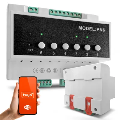 Zdjęcie produktu dla Przekaźnik Elektryczny Sterownik 6 Kanałów 16A 230V Smart Home WiFi Tuya