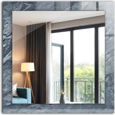 Produktbild von Dekospiegel - Wandspiegel mit Rahmen - Hängespiegel - 60x60 cm - Felssteinstruktur