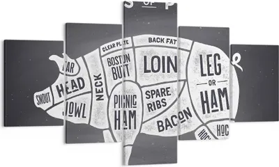 Produktbild von Bild auf Leinwand - Leinwandbild - Schweinefleisch Cuts Kochen Grafik - 125x70cm - Wand Bild - Wanddeko - Leinwanddruck - Bilder - Kunstdruck - Leinwand bilder - Wandkunst - EA125x70-3157