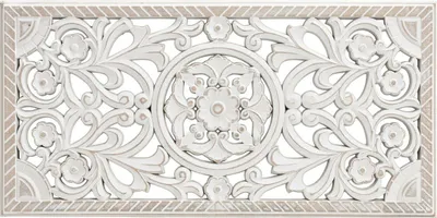 Produktbild von Wandornament Holz weiß 60x30 cm shabby Landhaus Ornament Holzornament Holzbild