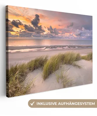 Obrázek produktu pro OneMillionCanvasses® - Obraz na plátně - Západ slunce - Duna - Pláž - Rostliny - Moře, nástěnná malba, nástěnné dekorace obrázky do obývacího pokoje, 40x30cm