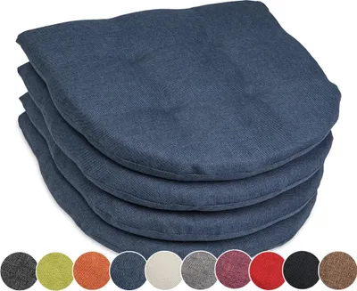 Produktbild von sunnypillow 4er Set Stuhlkissen 40x40 cm Polsterauflage 5cm dick Auflage für Stühle/Bänke in Haus und Garten Sitzkissen Sitzauflage Stuhlauflage Gartenkissen Esszimmerstuhl oder Küche  Blau