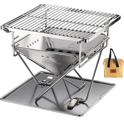 Productafbeelding van Kleine houtskoolgrill, roestvrij staal, 24,5 cm, draagbaar met draagtas