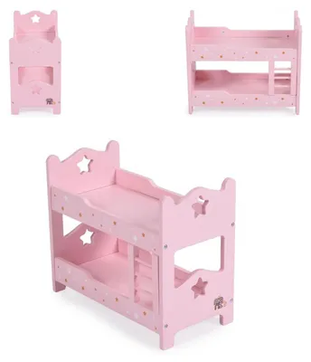 Produktbild von Moni Puppenbett PH12A003 Holz, Stockbett, Maße 31 x 16 x 26 cm, Leiter, Sterne rosa