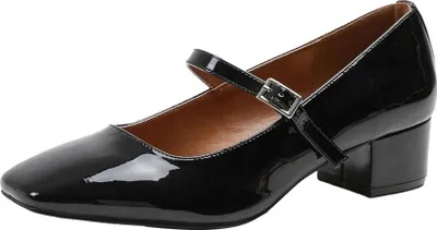 Produktbild von Where´s That From - Damen Pumps "Oslo", Einzelner Riemen WM238 (40 EU) (Schwarzer Lack)