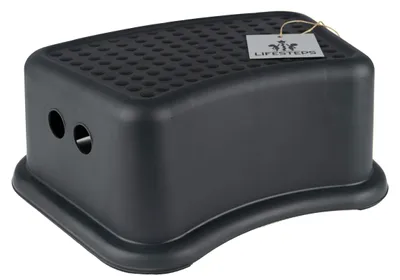 Tritthocker mit Antirutschfüßen, 1 Stufe, 37x24x14 cm, schwarz