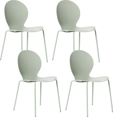 Produktbild von BELIANI Gartenstühle 4er Set Hellgrün Kunststoff Indoor Outdoor Stapelbar Ohne Armlehnen Moderner Stil Esszimmerstühle Plastikstühle
