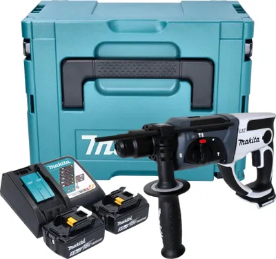 Immagine prodotto di Makita DHR 202 RTJW Martello perforatore a batteria 18 V 20 mm 2,0 J bianco + 2 batterie 5,0 Ah + caricabatteria + Makpac