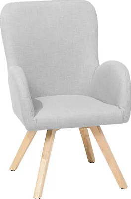 Produktbild von BELIANI Sessel Grau Polsterbezug Gummibaumholz Abgerundete Armlehnen Schlafzimmer Wohnzimmer