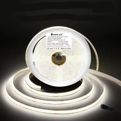 Productafbeelding van 10m 24V COB LED Strip Light 4000K - Daglicht witte LED-strip COB - Hoge dichtheid uniforme flexibele Fcob LED-lichtstrip