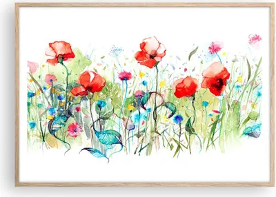 Produktbild von Gerahmtes Poster - Rahmen in heller Eiche - Blumen Wiese Blatt Natur - 100x70 cm - Wand Bild - Wanddeko - Wandbilder - Wandposter - Bilderrahmen - Bilder - Kunstdruck - Wandbild - P2NAA100x70-3076