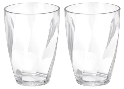 2er-Set transparente Kunststoffbecher 390 ml, bruchsicher, stapelbar
