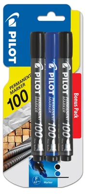Produktbild von Pilot Marker permanentny czarny, czerwony, niebieski +1 gratis