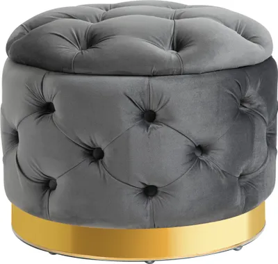 Zdjęcie produktu dla HOMCOM Vintage Stool, Stołek z siedziskiem, Ławka, Podnóżek z miejscem do przechowywania, Tapicerowany Stołek, Metal, Pianka, Grafitowy, 55 x 55 x 42 cm