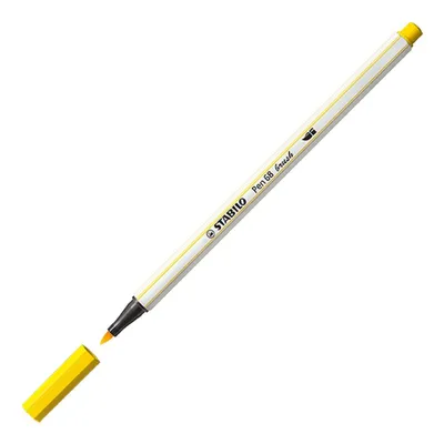 Obrázok produktu pre Prémiové plstené pero so štetcovým hrotom na premenlivú šírku čiary - STABILO Pen 68 brush - jedno pero - žlté