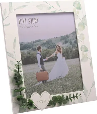 Produktbild von Love Story 'Unsere Liebesgeschichte' Weißer Rahmen mit Blättern - 8 x 10 WD2361 (One Size) (White)