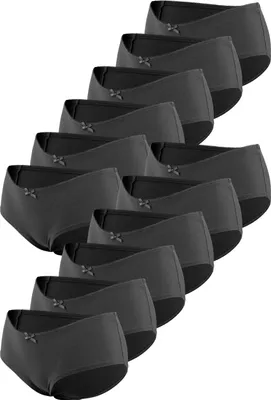 Produktbild von Fabio Farini - 12 Stück Damen Mid Taillenslips Unterhosen - Frauen Baumwoll Panty mit Stretch im sportlich modernen Design mit Schleifchen