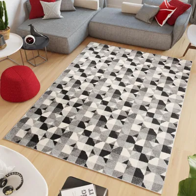 Produktbild von Tapiso Teppich LAZUR Modern Schwarz Creme Grau Wohnzimmer 140 x 190 cm