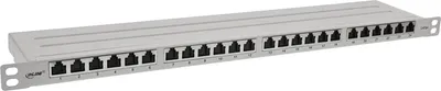 Produktbild von InLine 19" Patchfeld Cat.6A 0,5 HE 24-fach, mit Staubschutz, grau, RJ45, Cat6a, Grau, Rackeinbau, 0.5U, 87 mm