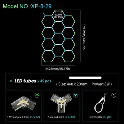 Productafbeelding van Hexagon LED Garagelamp – Honingraat Werkplaatsverlichting – Plafondlamp Helder Koel Wit