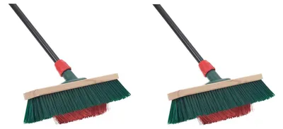 Produktbild von Novaliv 2x Besen mit V-Beborstung 40 cm Elaston grün/rot | Besen mit Teleskopstiel | Straßenbesen Kehrbesen Gartenbesen Industriebesen Hofbesen Allzweckbesen Großraumbesen Garden Broom Strassenbesen