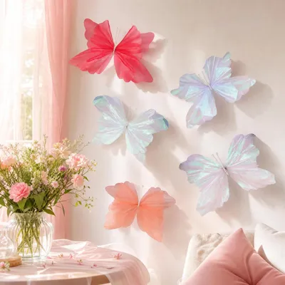 4er-Set 3D-Papier-Schmetterlinge mit Glitzer, Tischdeko