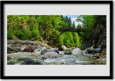 Produktbild von Bild 100x70 MDF-Rahmen Wandkunst Hölzerne Brücke im Wald