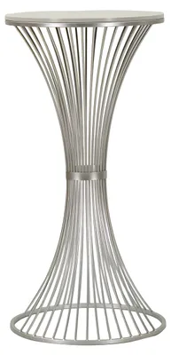 Immagine prodotto di Tavolino Funnel Glam Ø 50x100 cm in Metallo Argentato e Marmo - Design a Base Intrecciata per Living Moderno