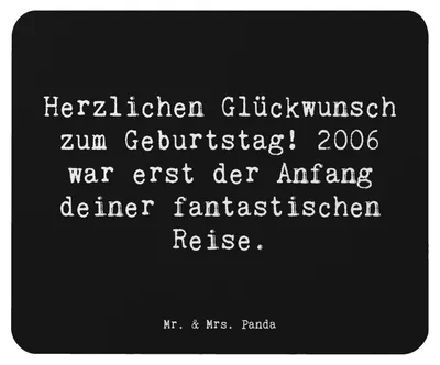 Produktbild von Mr. & Mrs. Panda Mauspad Spruch 2006 Geburtstag - Schwarz - Geschenk, pc mousepad, Mouse Pad, Alter, Geburtsjahr, mausteppich, Herzlichen Glückwunsch zum, Abenteuer