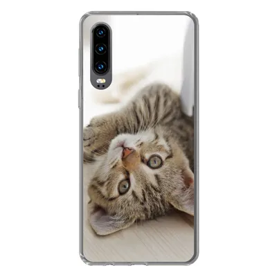 Produktbild von MuchoWow® Handyhülle Schutzhülle Hülle für Huawei P30 Kätzchen - Sonne - Braun - Mädchen - Kinder - Jungen - Kind Silikon Softcase Handy Hülle - Kartenbesitzer