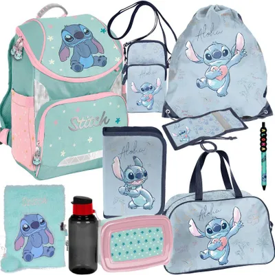 Image de Mega Set d'école XXL - Stitch Disney | Set de 10 cartables pour garçons & filles classe 1-4
