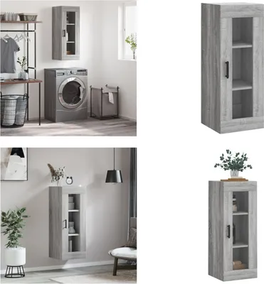 Obrázek produktu pro vidaXL Nástěnná skříňka Grey Sonoma 34,5x34x90 cm - Nástěnná skříňka - Skříňka - Úložná skříňka