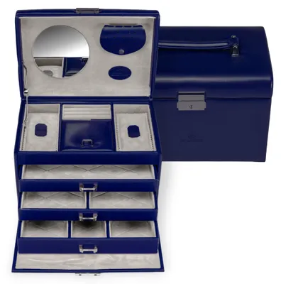 Imagen del producto de Caja de almacenamiento para joyas de lujo, con 3 cajones y 4 compartimentos