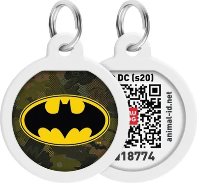Produktbild von Pet ID Tag für Hund Katze mit QR Passport Global Suchsystem von verlorenen Haustieren Digital ID Hund Tag Batman Green