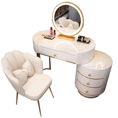 Immagine prodotto di Set da trucco con specchio e 5 cassetti, colore bianco, 80 cm