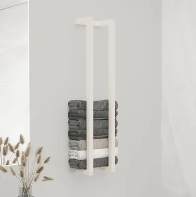 Produktbild von Eleganter Handtuchhalter Weiß 23x18x110 cm Massivholz Kiefer GermanyMöbel 28551 - Badregale