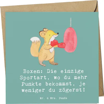 Produktbild von Mr. & Mrs. Panda Grußkarte Boxen Schnell Entscheiden - Meeresbrise - Geschenk, Strategie, doppelkarte, Sportler, anlasskarte, faltkarte, Schnelligkeit, Geschenke, Erfolg