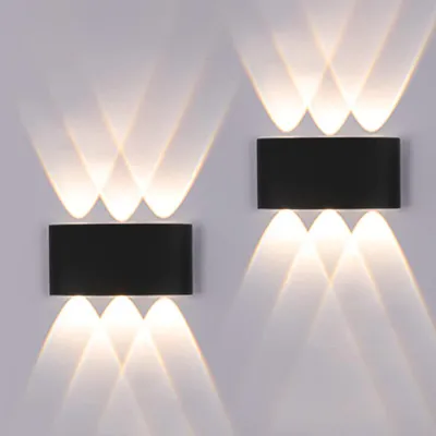 LED Wandleuchten 2er Set, 12W, 1200lm, IP65, Aluminium, schwarz, 3000K