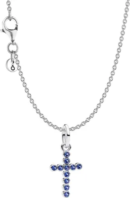 Pandora 21019 Damen-Kette Kreuz Silber mit Blauen Steinen Geschenkset 1