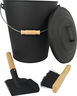 Produktbild von Ascheeimer mit Bürste und Schaufel, Schwarzeisen