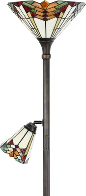 Zdjęcie produktu dla Clayre & Eef Tiffany Lampa podłogowa Ø 30x178 cm Beżowo-czerwony metal