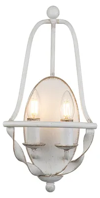 Immagine prodotto di Applique Industrial Nordico Bradbury Acciaio Bianco Antico 2 Luci E14