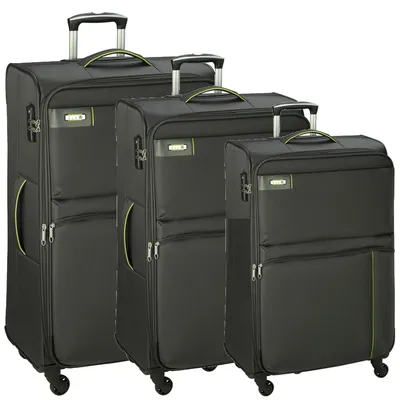 Produktbild von Leichter Koffer, 3-teiliges Trolley Set für Reise auf Räder Grau Bowatex