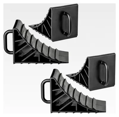Produktbild von 4 Unterlegkeile mit Griff 15x10CM Hemmschuhe Bremskeile für PKW und Wohnwagen aus Kunststoff
