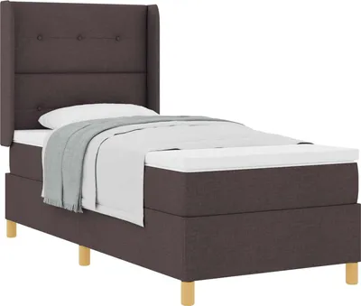 Obrázek produktu pro Skříňová postel s matrací tmavě hnědá 100 x 200 cm látka
